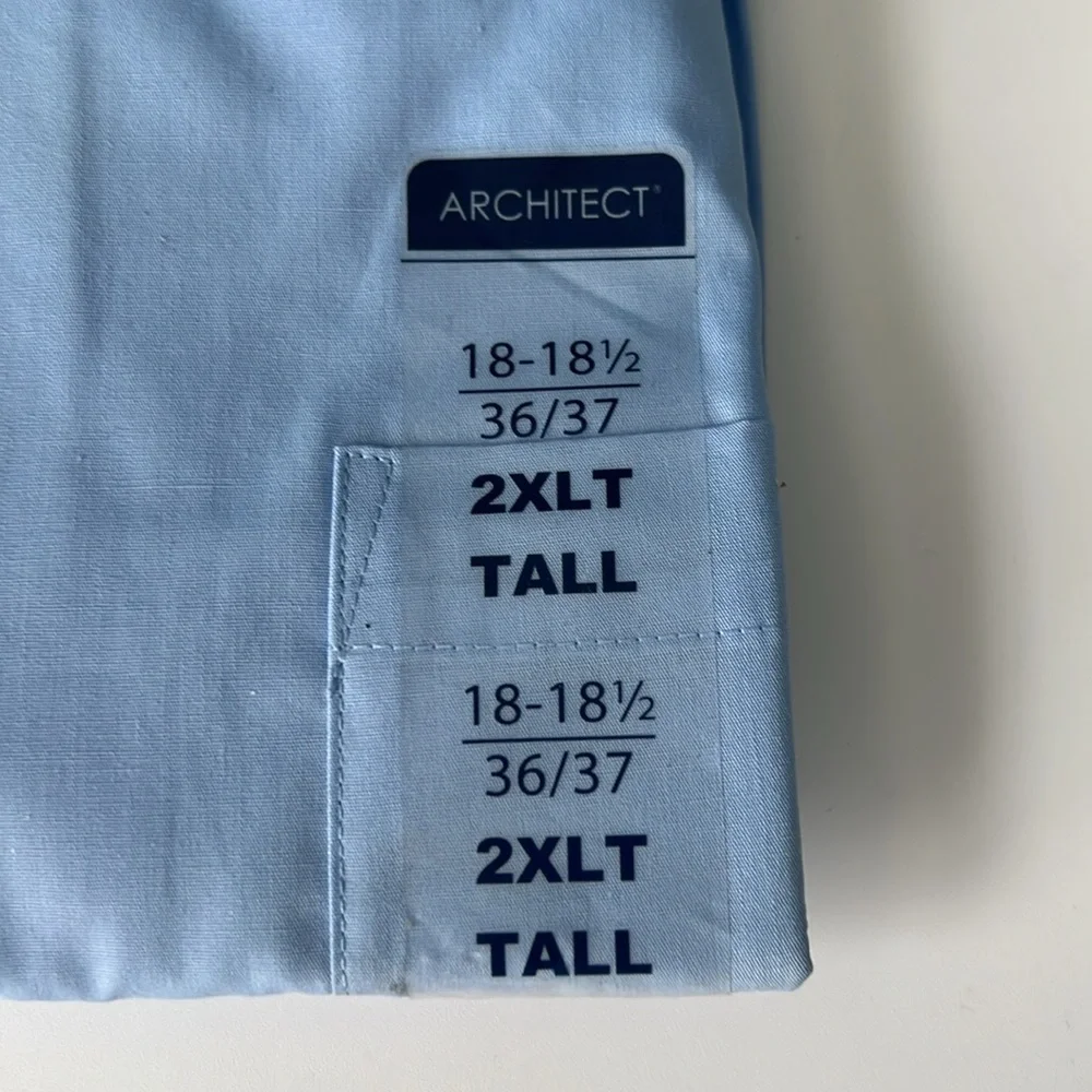 Architect‎ Men's Light Blue Men’s Dress Shirt 18-18 1/2 2XL Tall (36/37) - NWT - Picture 4 of 7